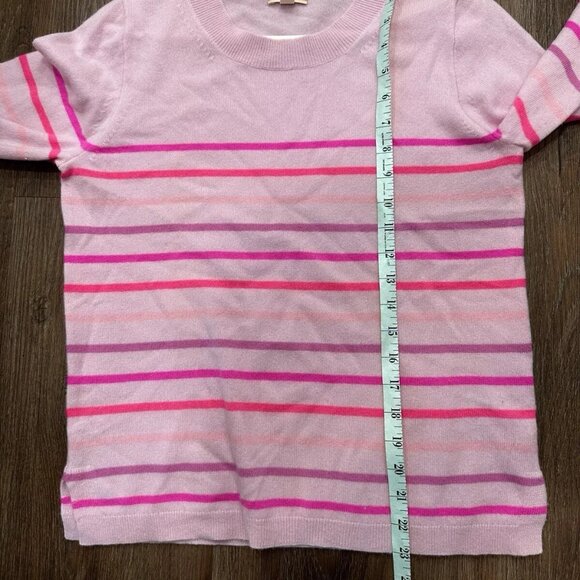 J Crew 100% Cashmere Sweater Light Pink Ombre Stripes - Picture 7 of 8
